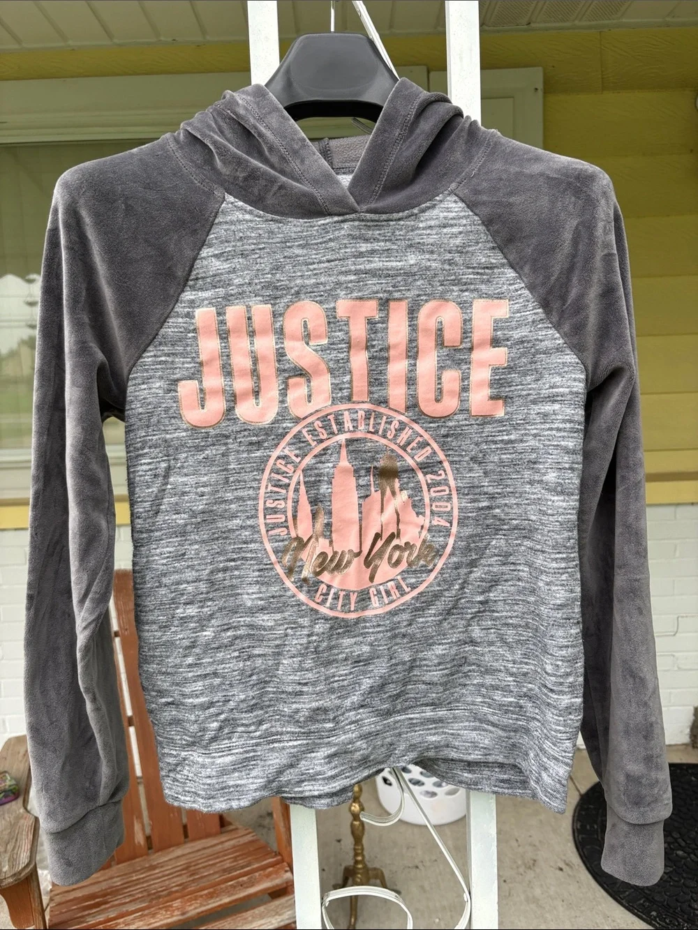 Justice Gray & Pink New York Graphic Hoodie